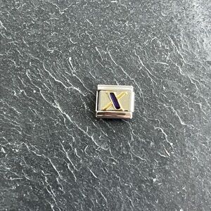 Zoppini Stainless Steel and Blue Enameled Gold X Charm